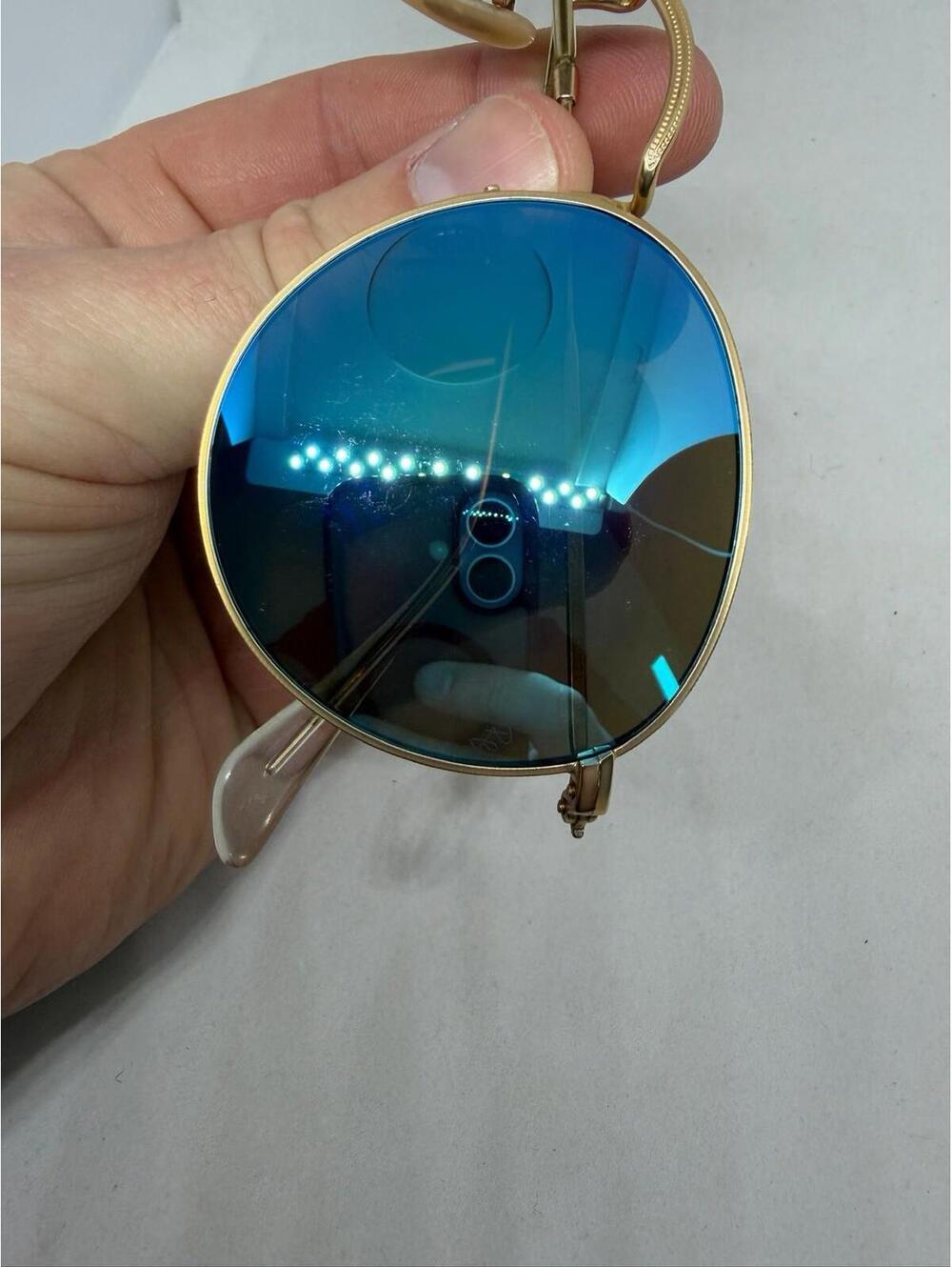 Ray-Ban RB3447 Round Metal Sunglasses Gold Blue Mirror Polarized 112/4L 50mm - Picture 6 of 7